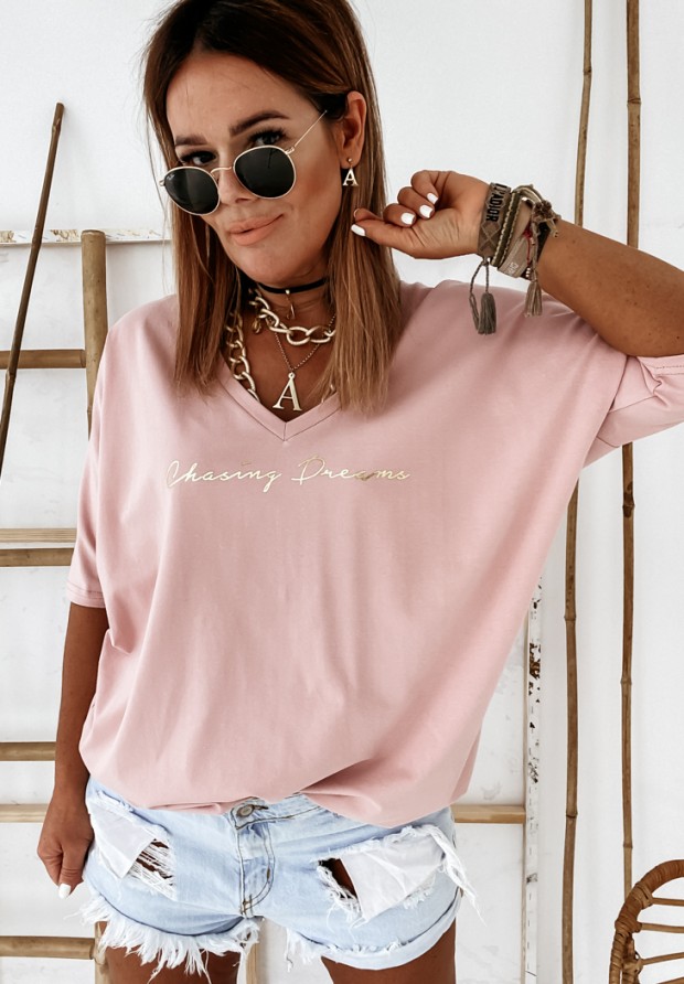 Bluzka oversize Chasing Dreams pudrowy róż