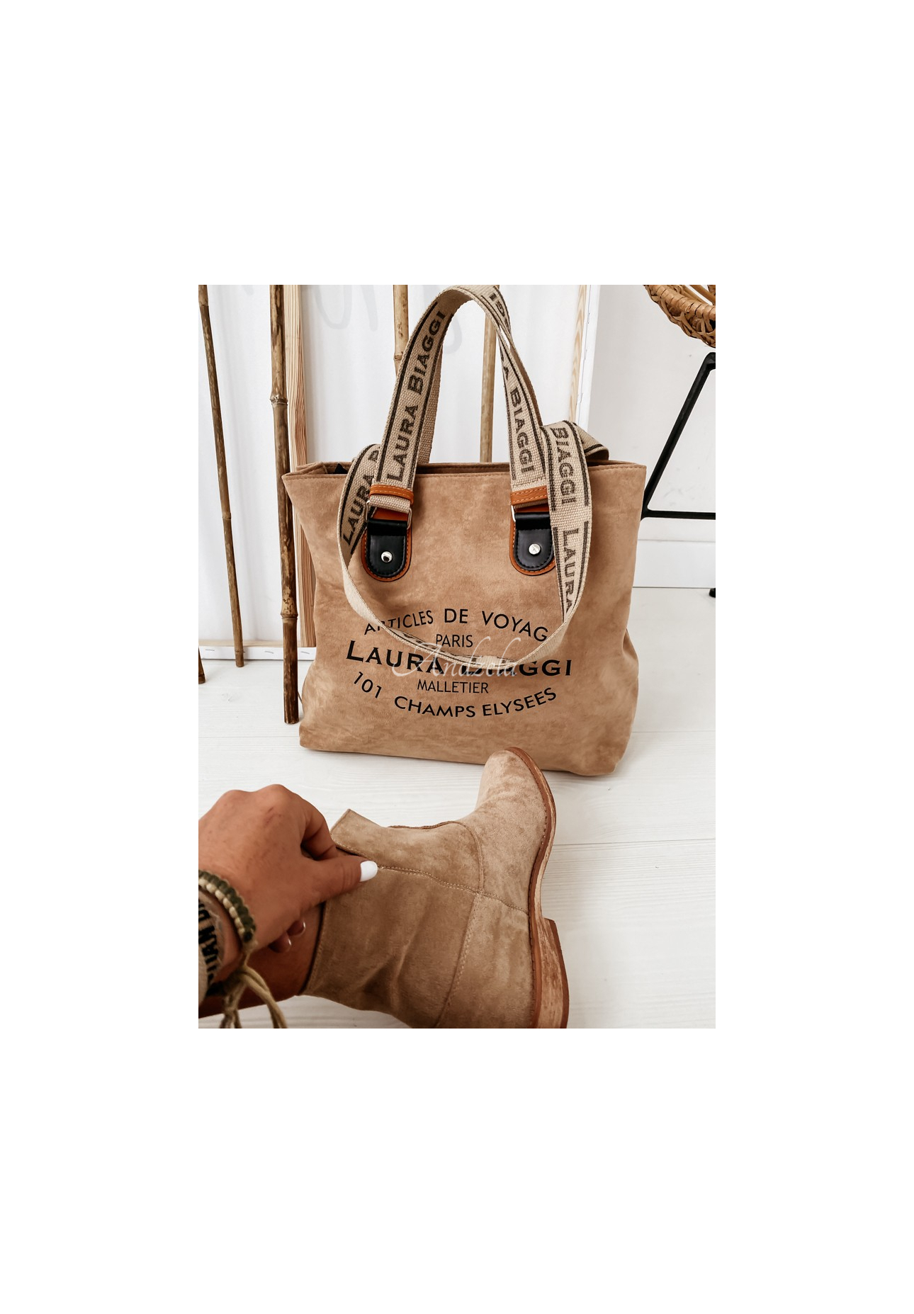 Tasche aus Wildlederimitat Voyage Camel