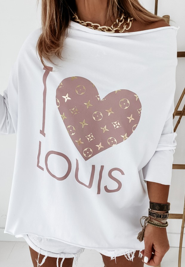 Oversize-Shirtbluse mit Print I Love Louis Weiß
