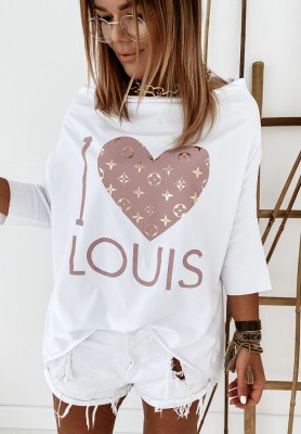 Oversize-Shirtbluse mit Print I Love Louis Weiß