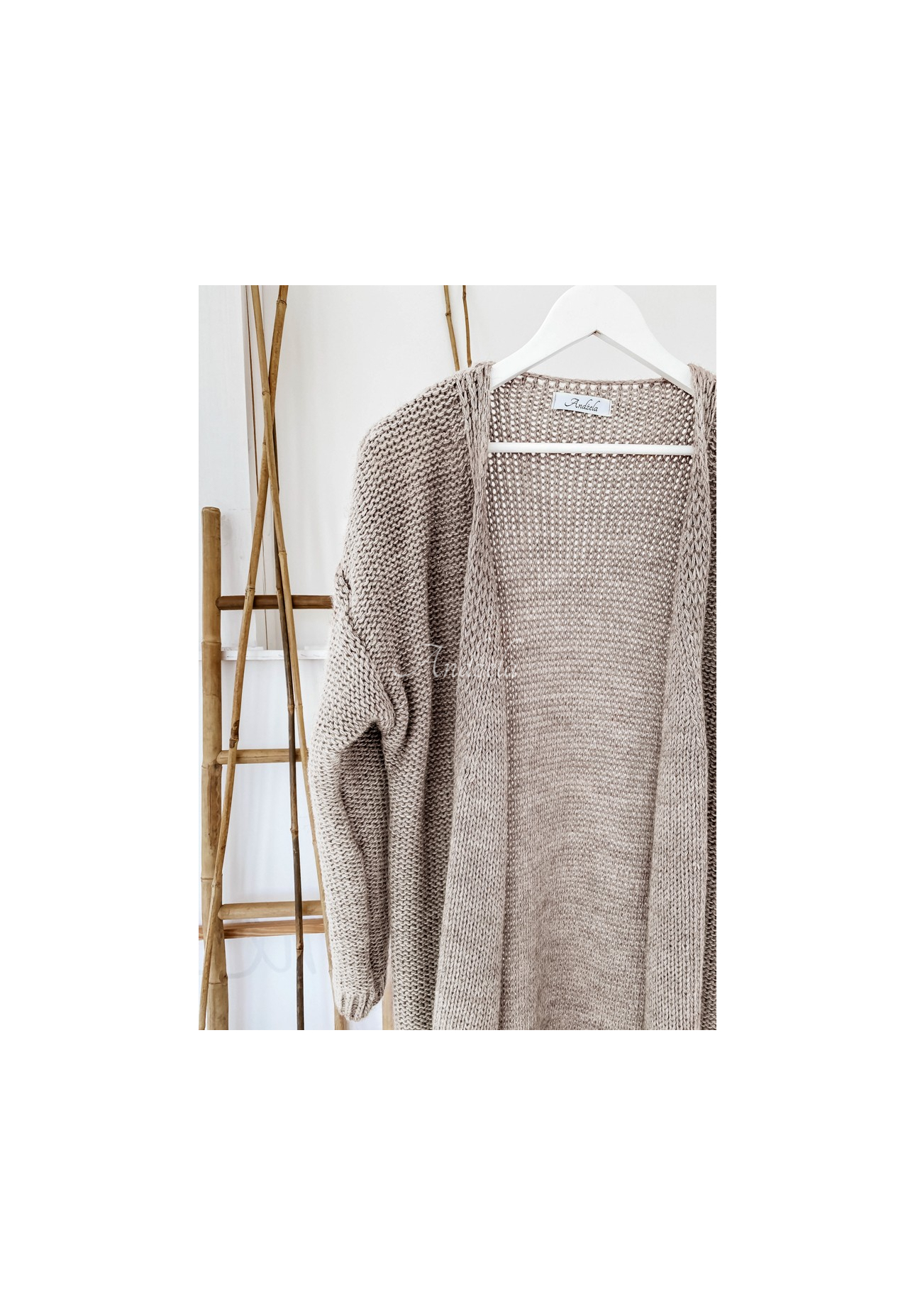 Lange Strickjacke Nancy Beige