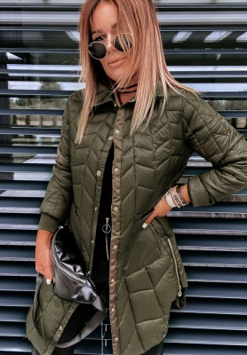 Steppmantel mit Reißverschlüssen Trish Khaki