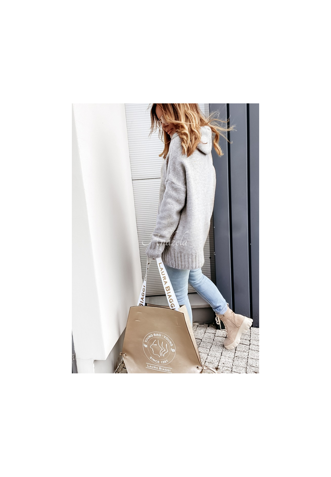 Oversize-Kapuzenpullover Carra Grau