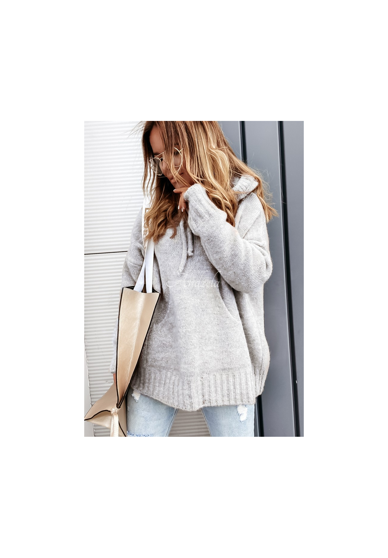 Oversize-Kapuzenpullover Carra Grau