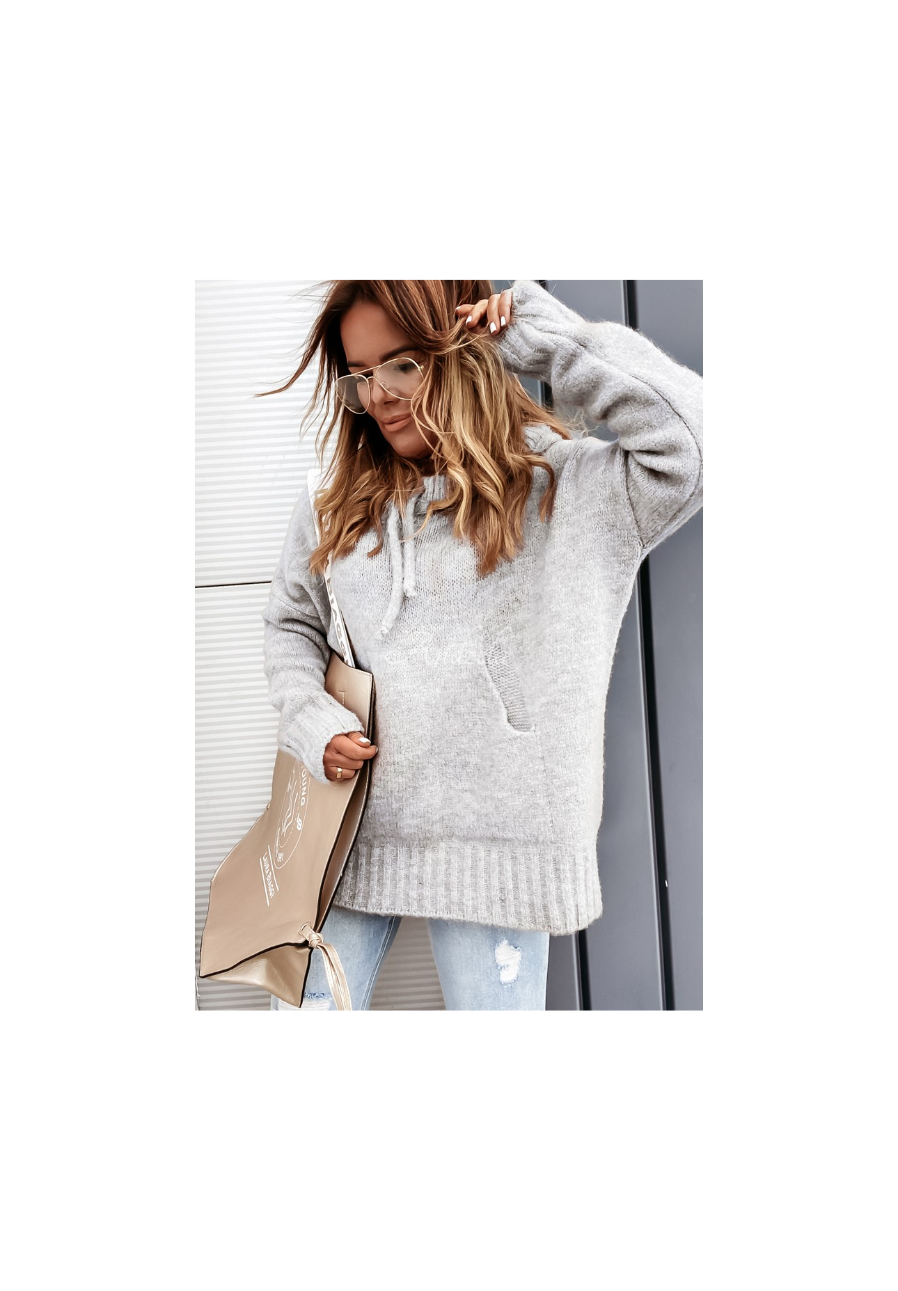 Oversize-Kapuzenpullover Carra Grau