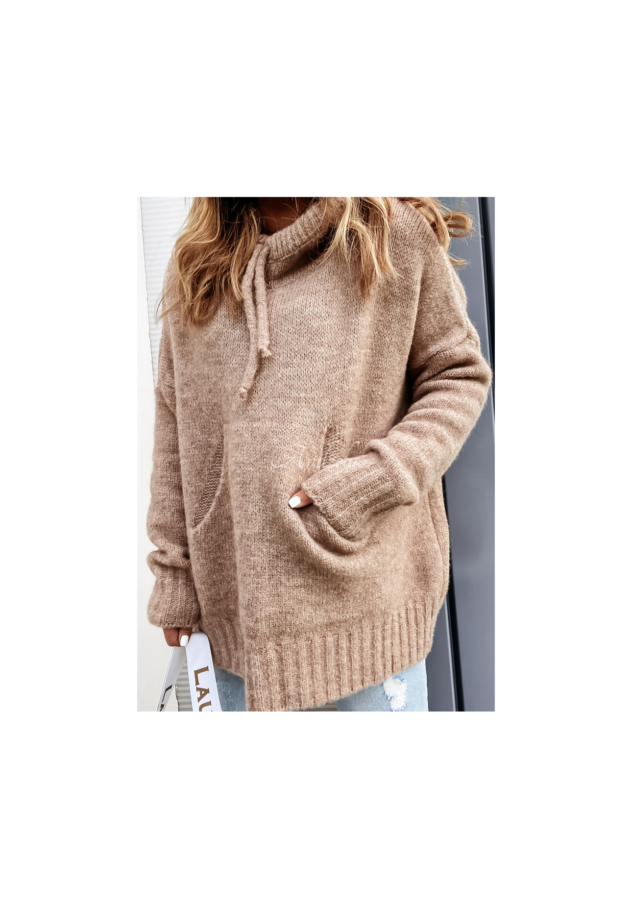 Oversize-Kapuzenpullover Carra Camel