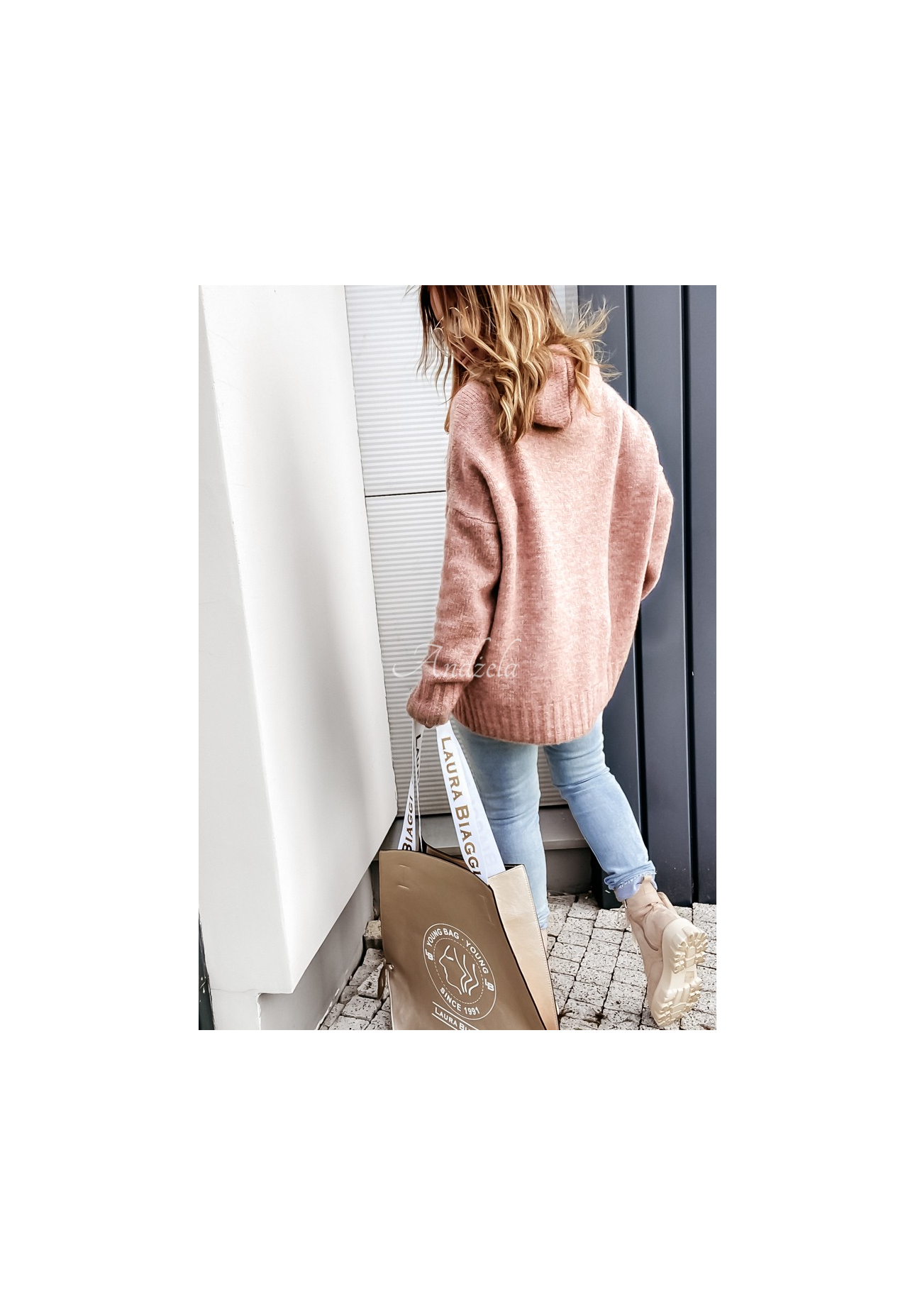 Oversize-Kapuzenpullover Carra Puderrosa