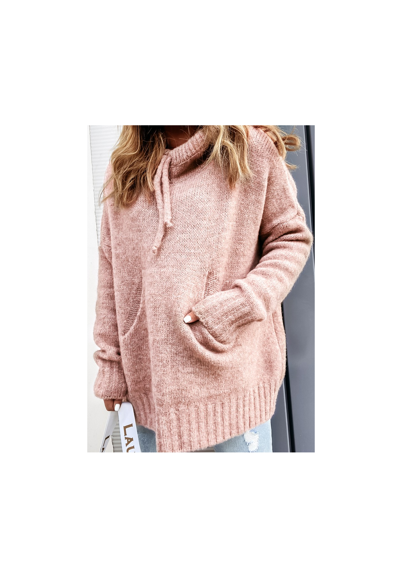 Oversize-Kapuzenpullover Carra Puderrosa