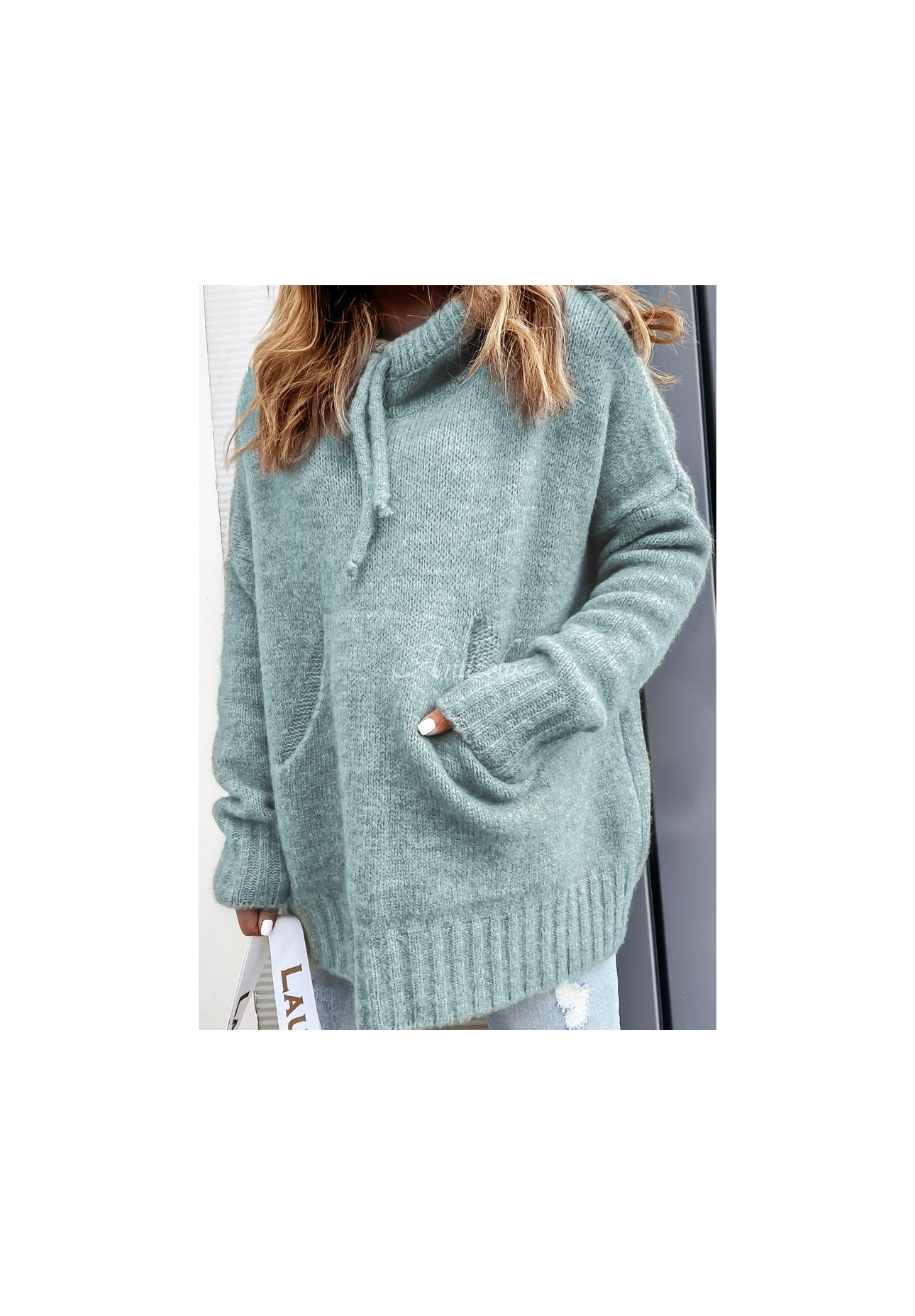 Oversize-Kapuzenpullover Carra Hellblau