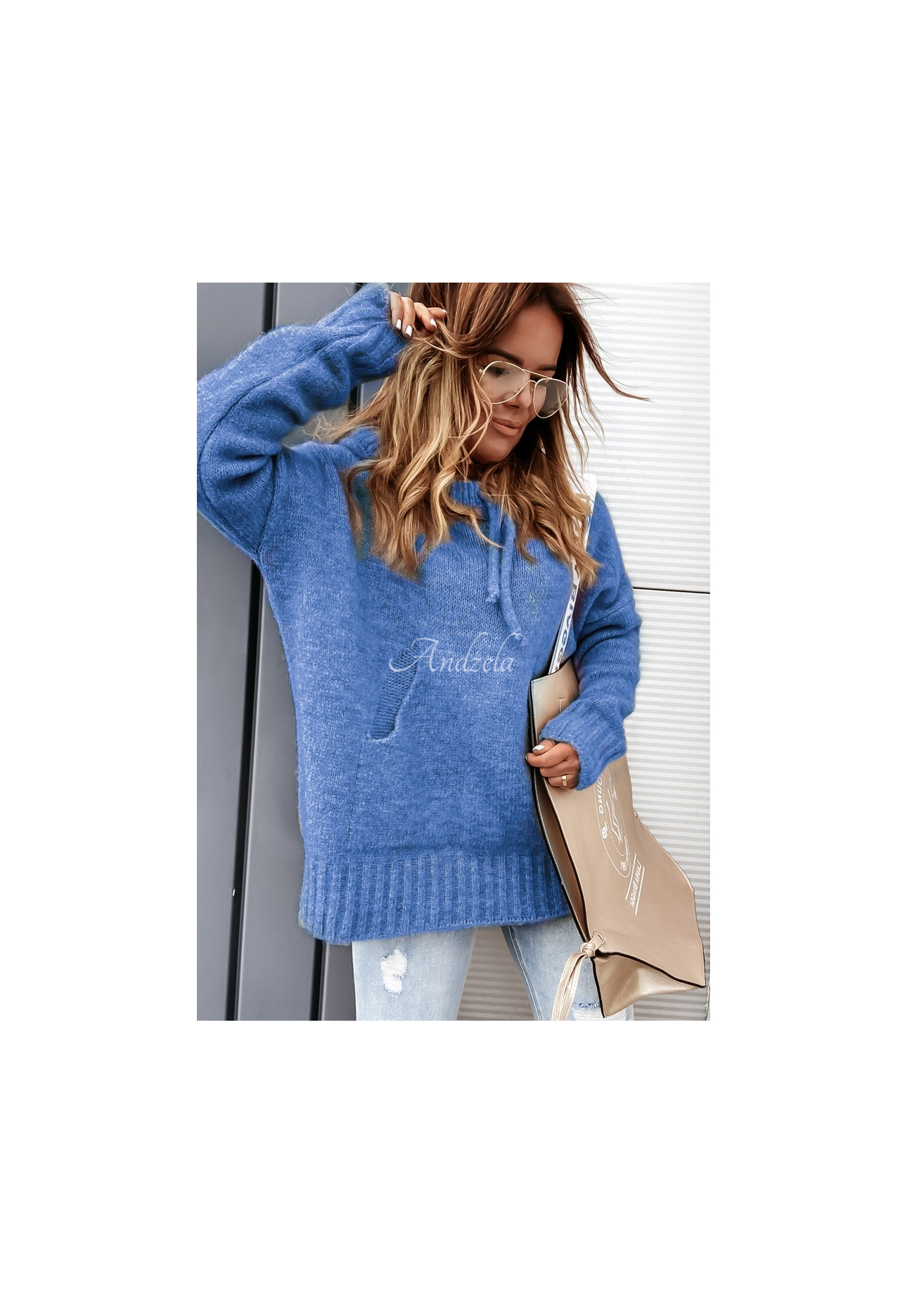 Oversize-Kapuzenpullover Carra Blau