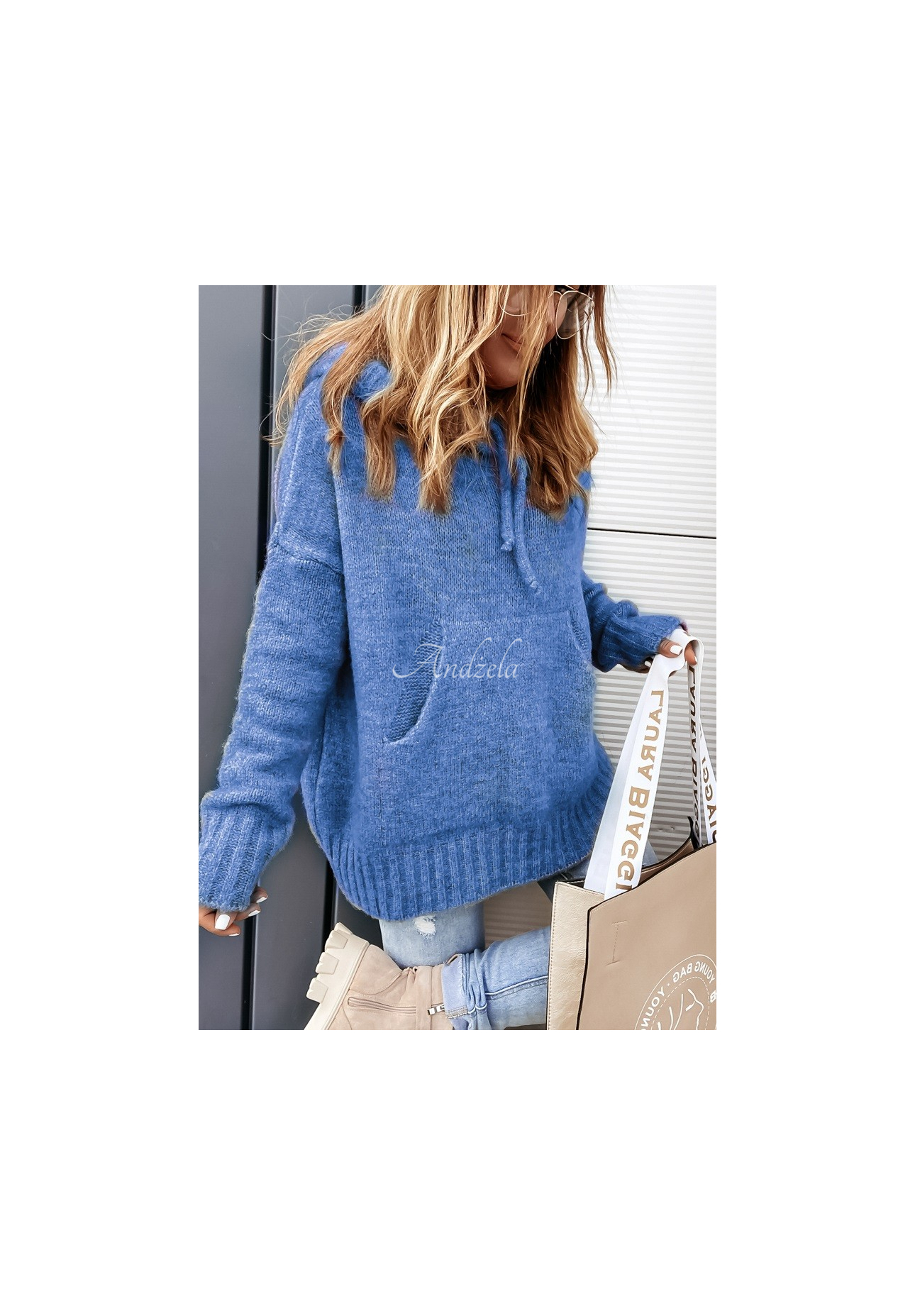 Oversize-Kapuzenpullover Carra Blau