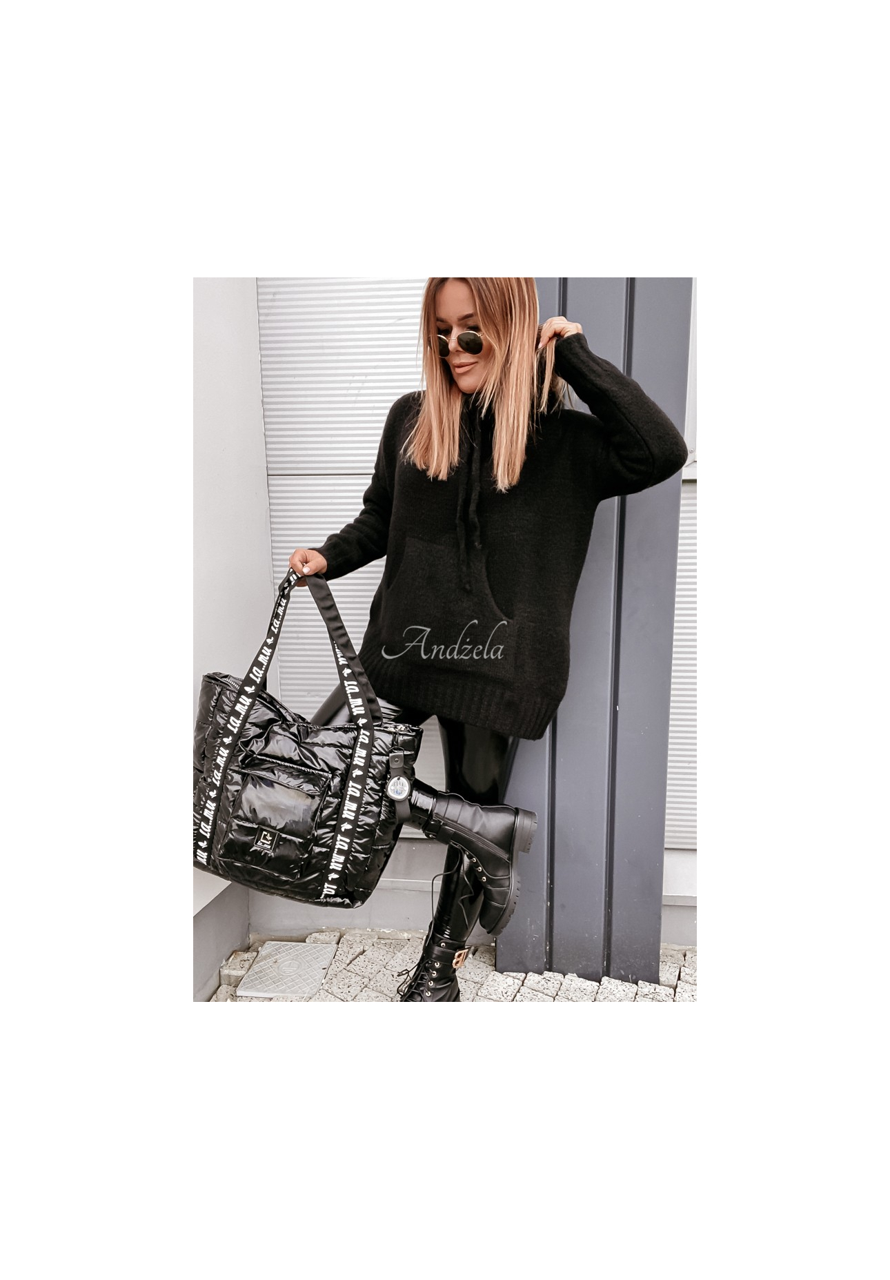 Oversize-Kapuzenpullover Carra Schwarz