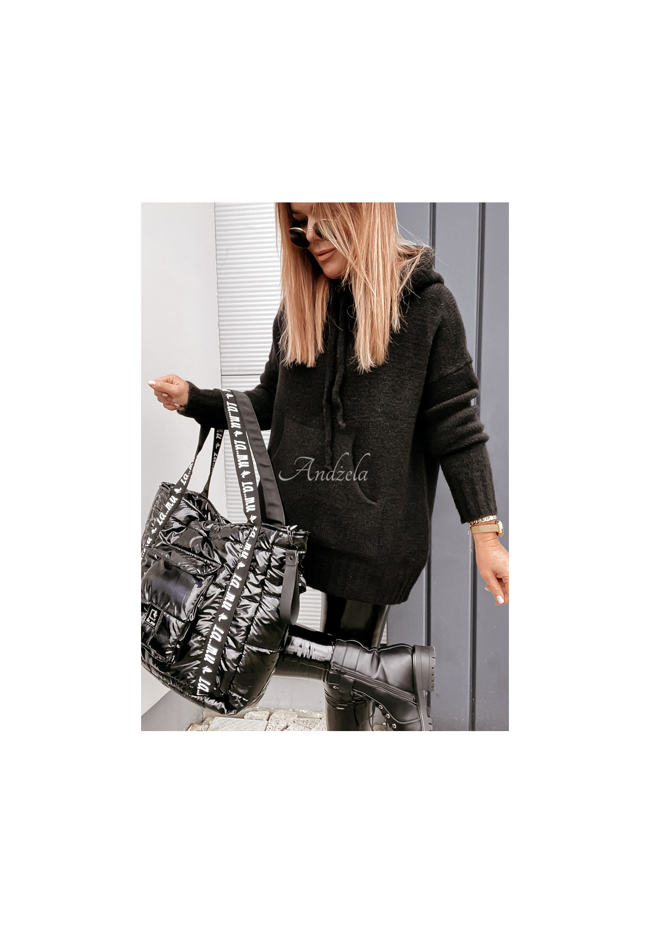 Oversize-Kapuzenpullover Carra Schwarz