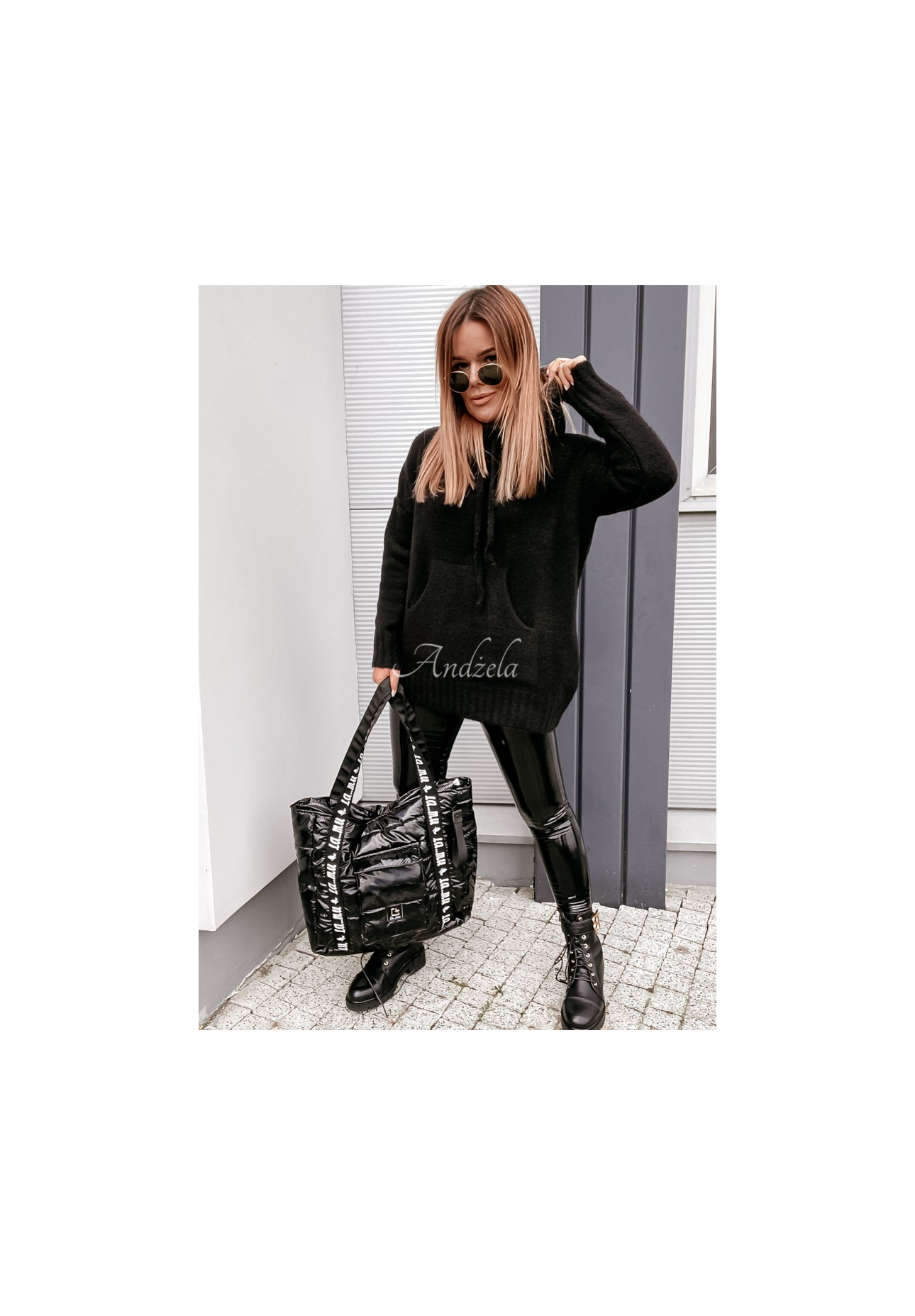 Oversize-Kapuzenpullover Carra Schwarz
