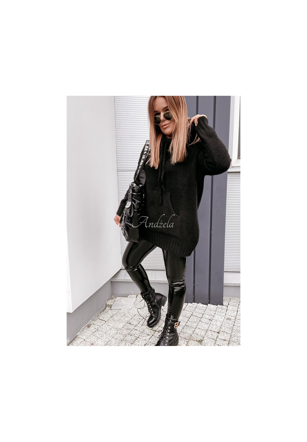 Oversize-Kapuzenpullover Carra Schwarz