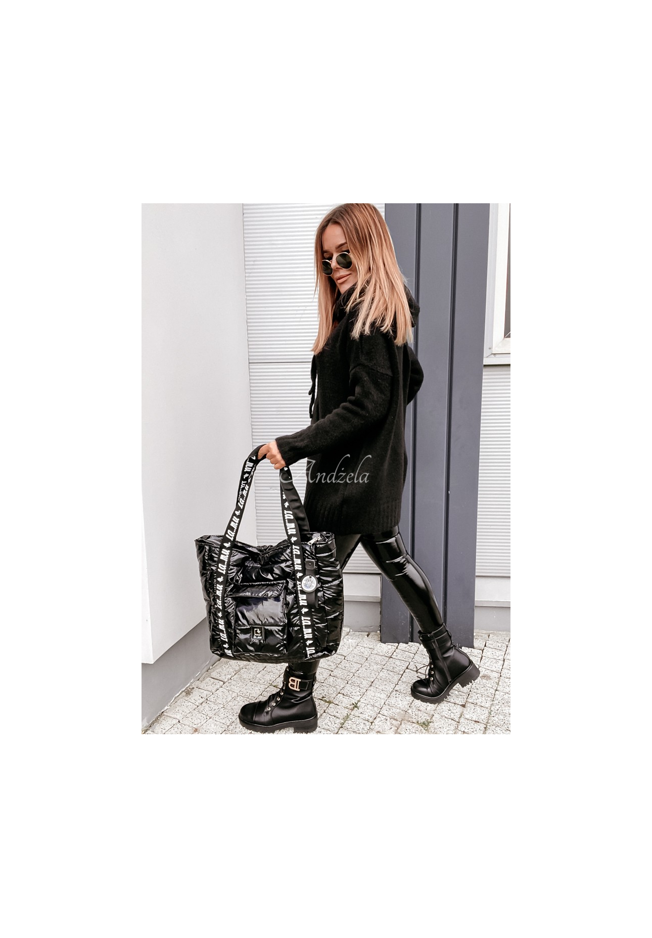 Oversize-Kapuzenpullover Carra Schwarz