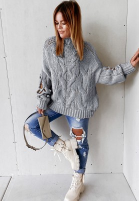 Pullover mit dekorativem Strickmuster Cocomore Casual Grau