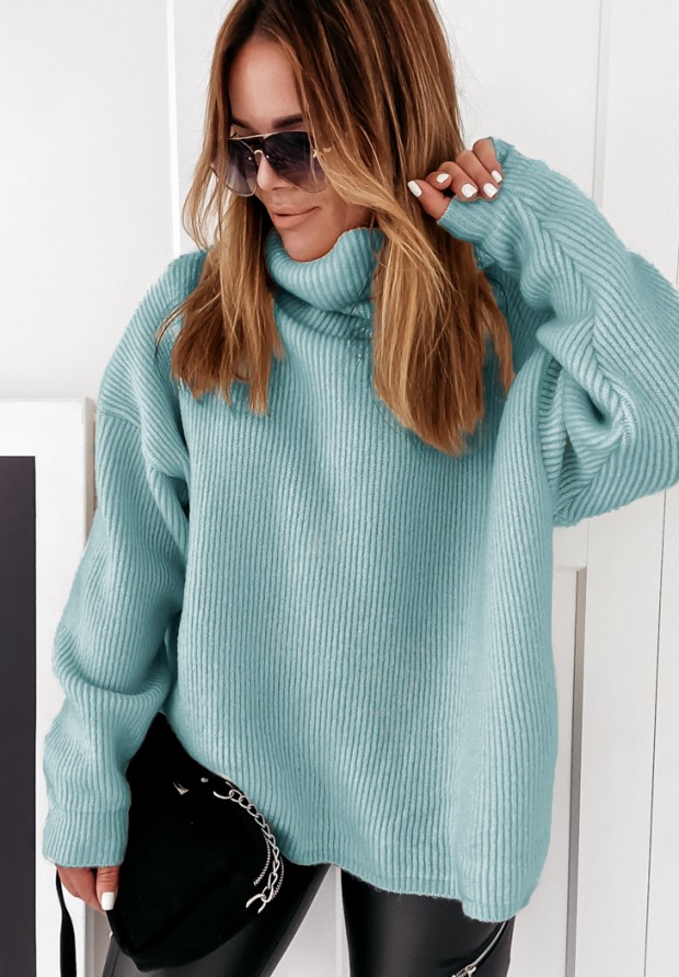 Oversize sweater with turtleneck Fuller light blue