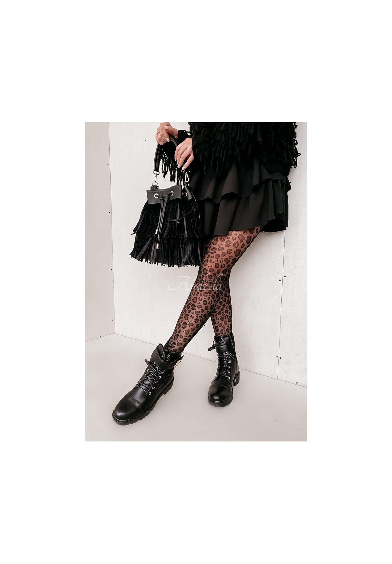 Strumpfhose mit Leopardenmuster Caty 20 DEN Schwarz