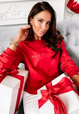 Weihnachts-Sweatshirt mit Aufschrift Merry Christmas Red