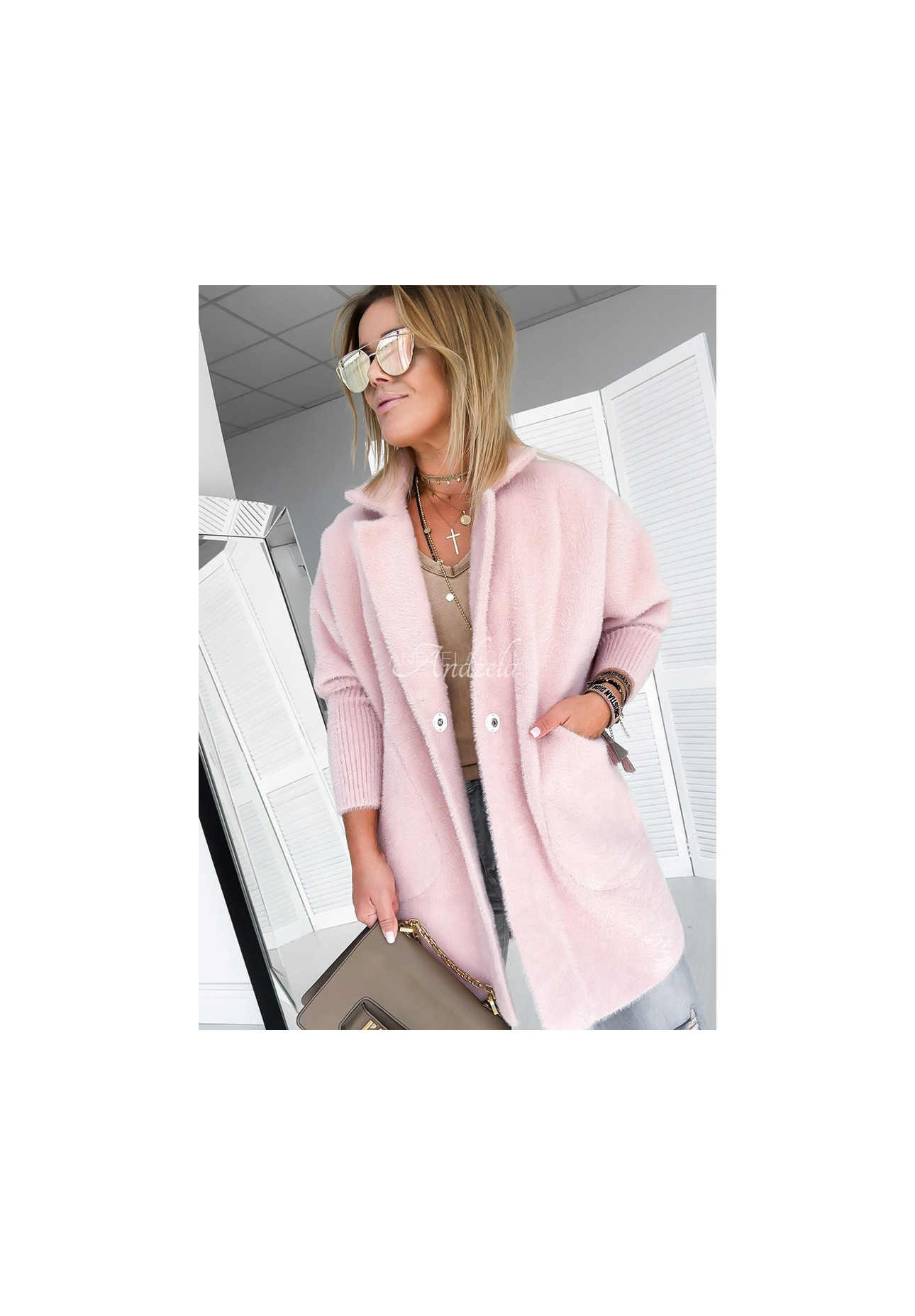 Mantel alpaka oversize Royal Puderrosa