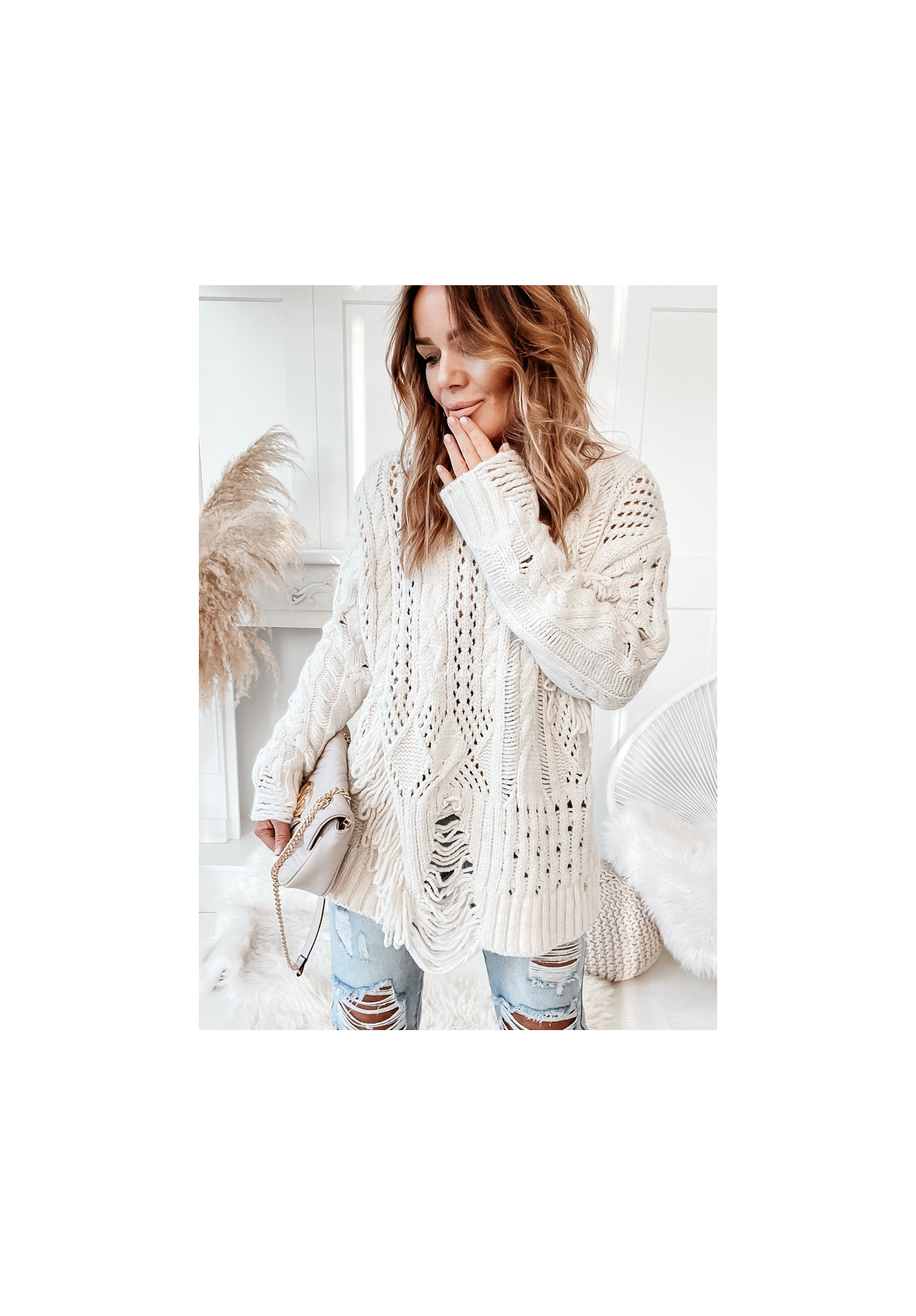 Strickpullover in Ajour-Optik Cocomore Riani Ecru