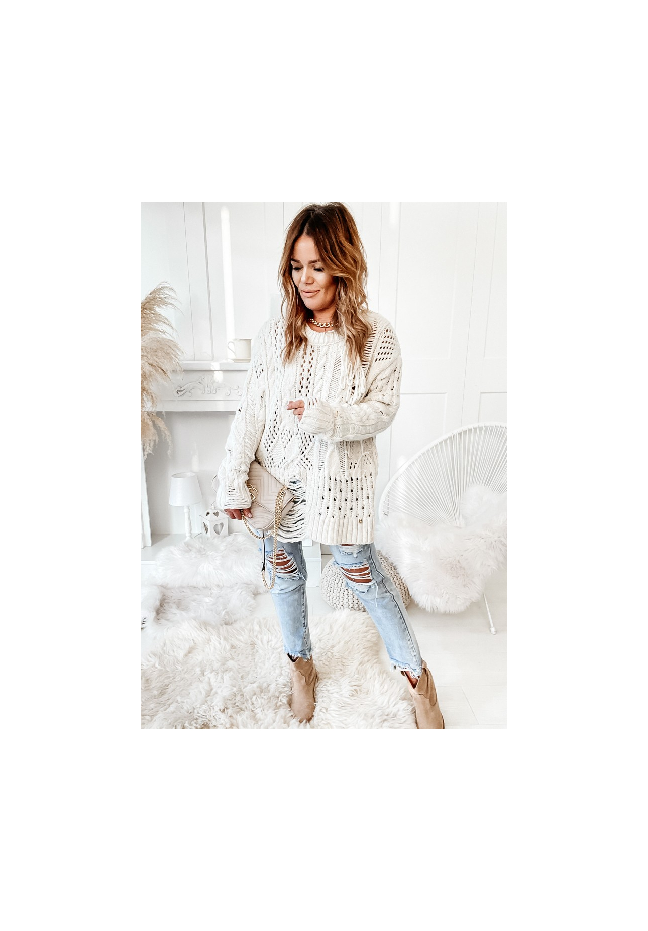 Strickpullover in Ajour-Optik Cocomore Riani Ecru