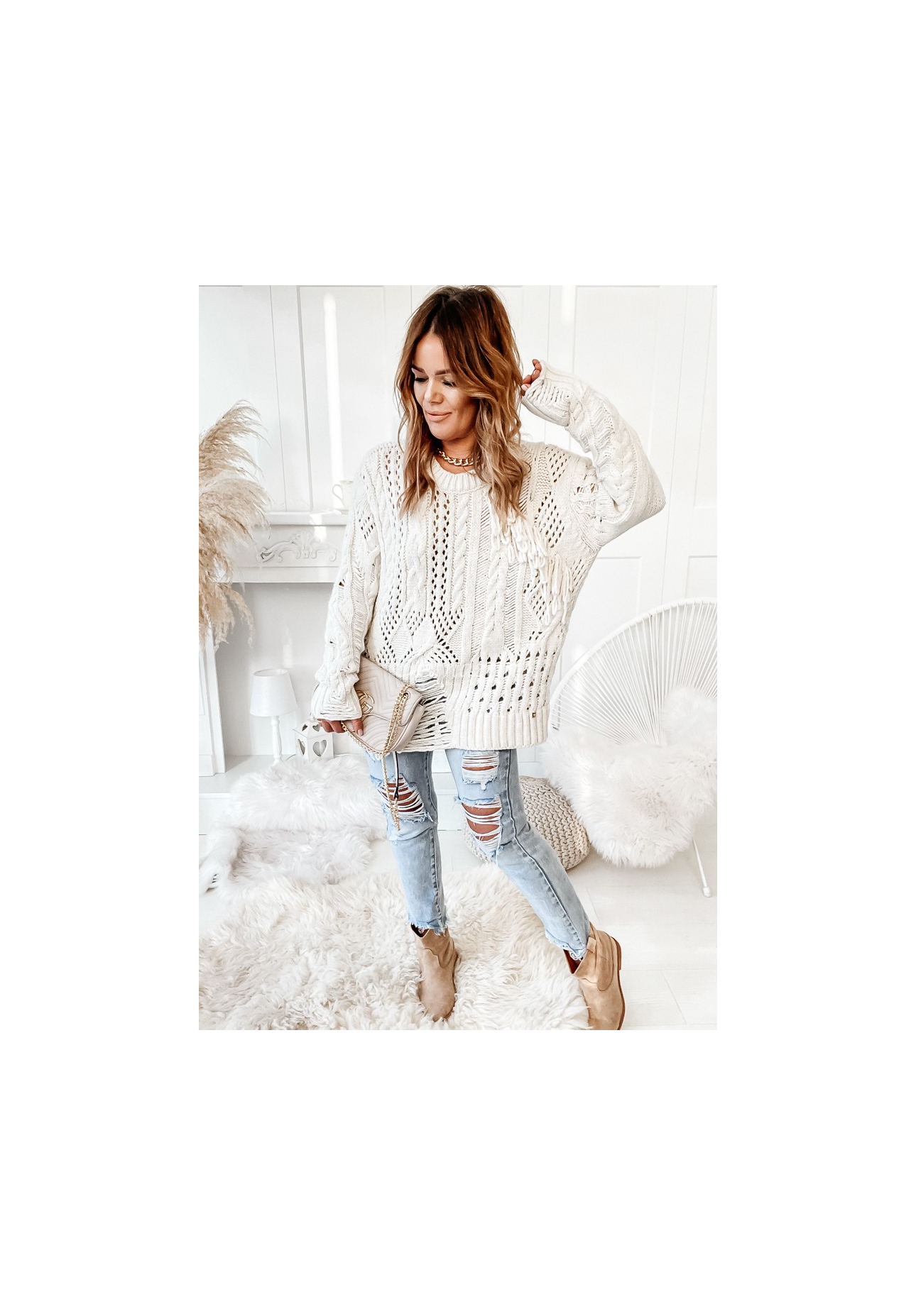 Strickpullover in Ajour-Optik Cocomore Riani Ecru