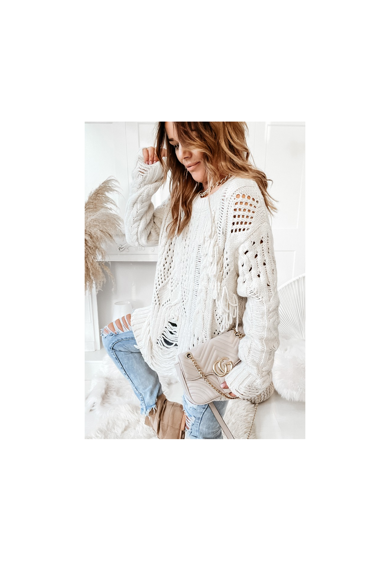 Strickpullover in Ajour-Optik Cocomore Riani Ecru