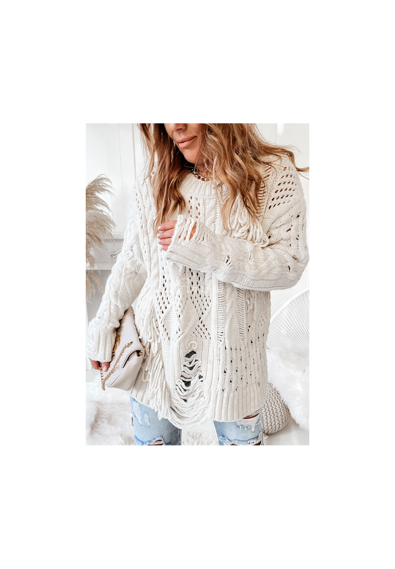 Strickpullover in Ajour-Optik Cocomore Riani Ecru