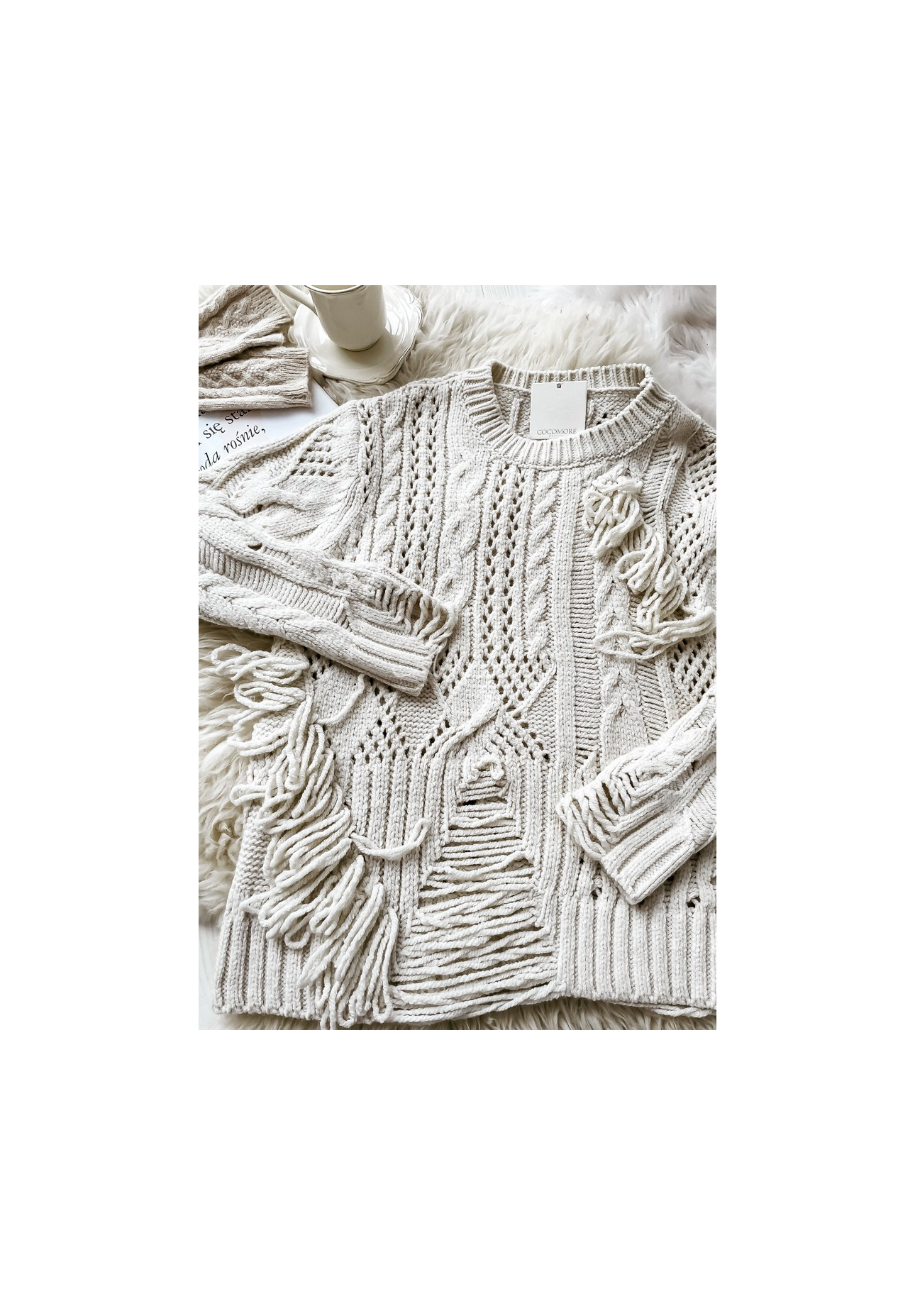 Strickpullover in Ajour-Optik Cocomore Riani Ecru