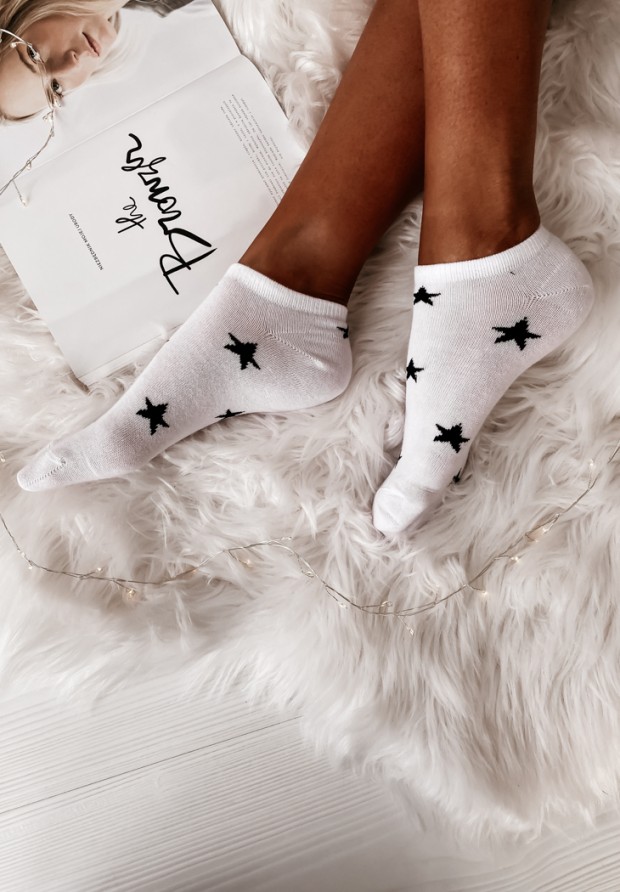 Kurze Socken mit Muster Star Weiß