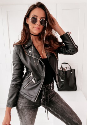 Bikerjacke aus Leder Sevilla Schwarz