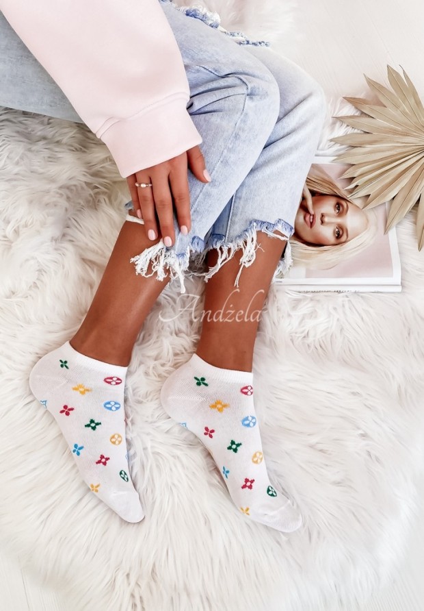 Kurze Socken mit Muster Loui Color Weiß