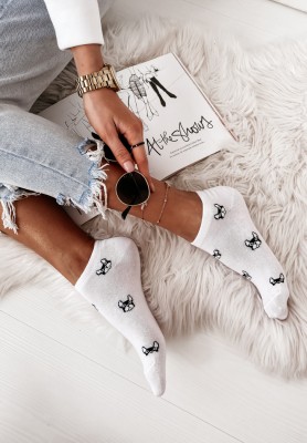 Kurze Socken mit Muster Doggy Weiß