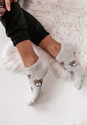 Kurze Socken mit Teddy-Muster Grau