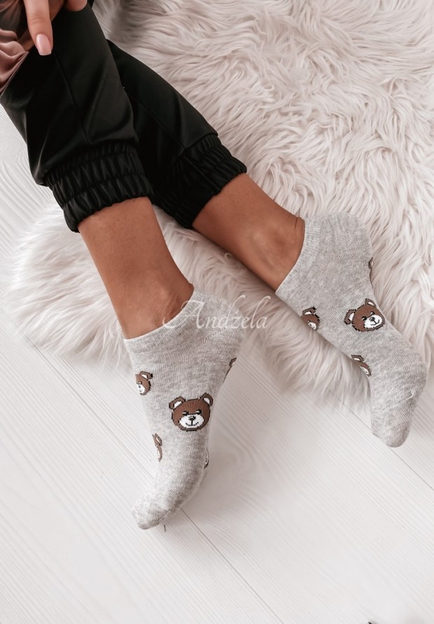 Kurze Socken mit Teddy-Muster Grau