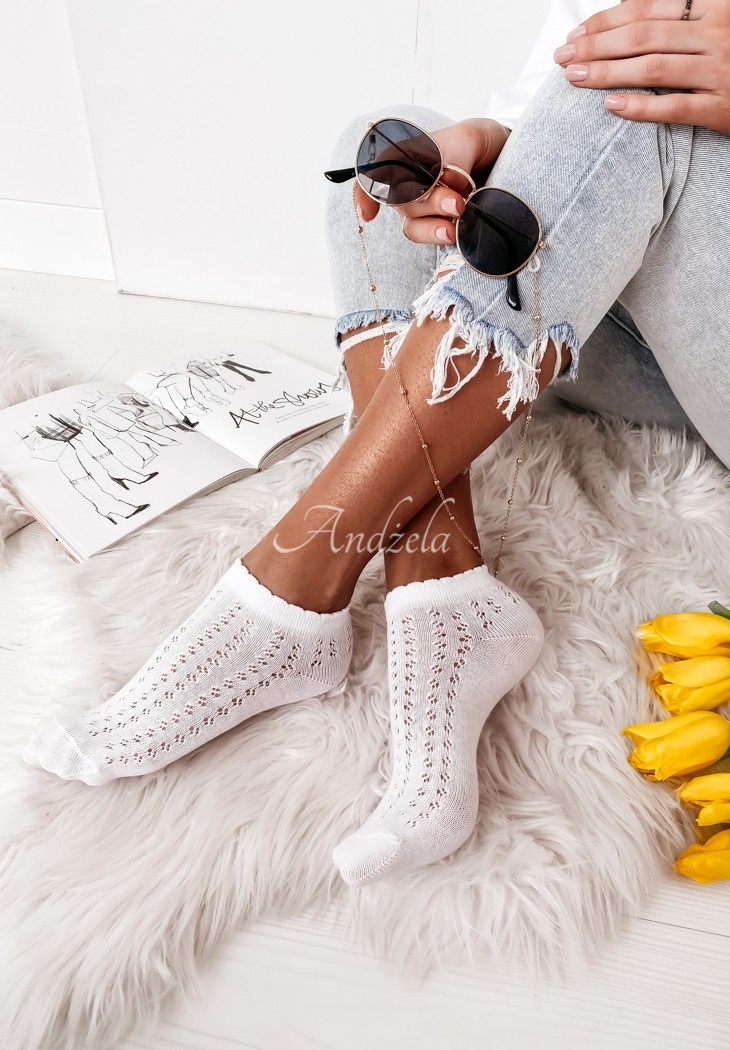 Short openwork socks Delicate white