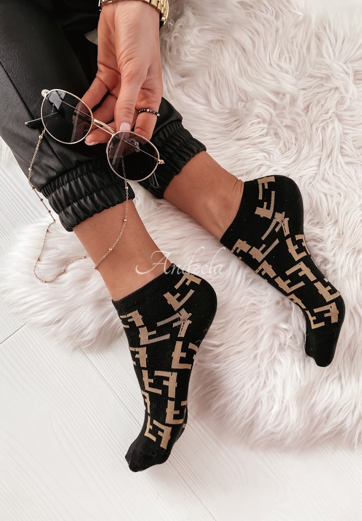 Fendy short patterned socks black