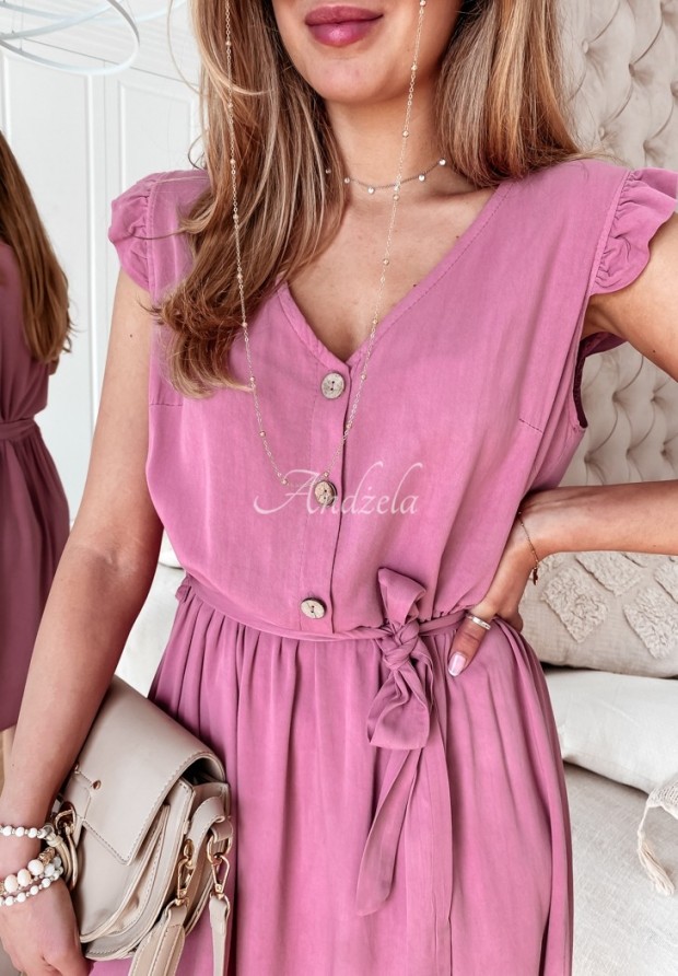 Kleid mit Gürtel Towel Beerenfarben
