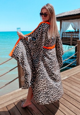 Umhang mit Paillettenapplikation Wings in Leopardenmuster