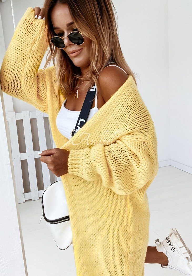 Long knitted cardigan Bueno yellow