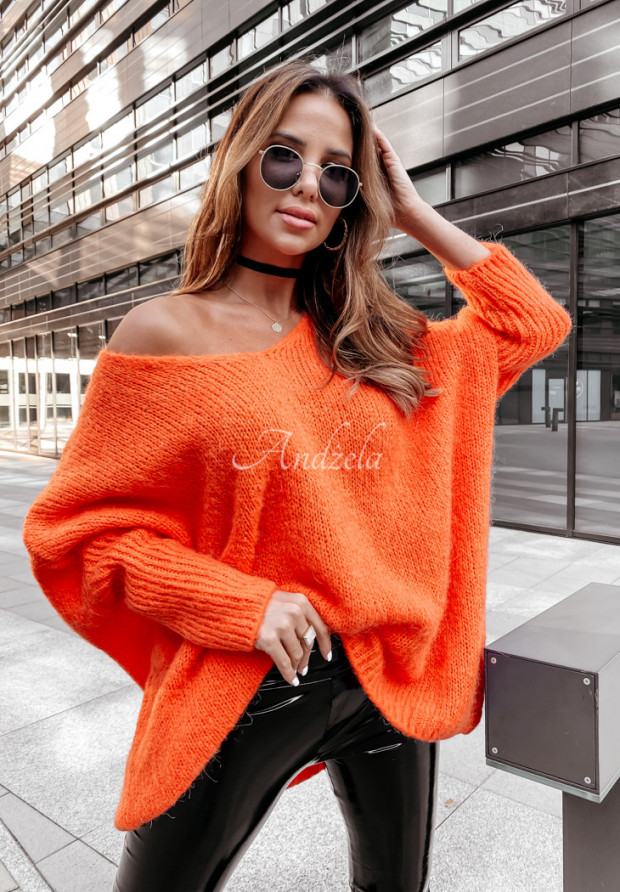 Oversize-Pullover mit V-Ausschnitt Tobby Orange
