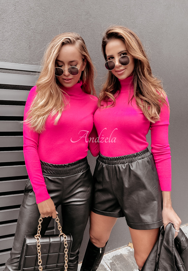 Figurnaher Rollkragenpullover Solange Fuchsia