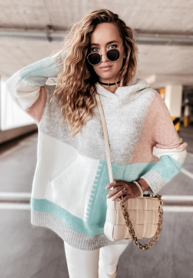 Oversize- Kapuzenpullover Hamilton Mintgr&uuml;n-Rosa