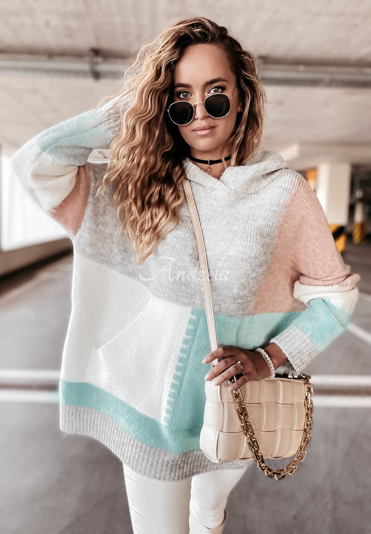 Hamilton mint pink oversize hooded sweater