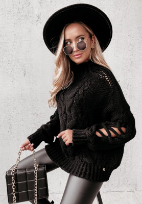 Pullover mit dekorativem Strickmuster Cocomore Casual Schwarz