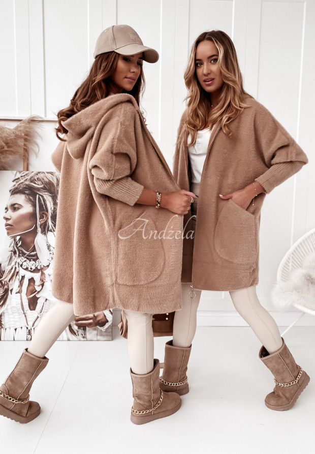 Mantel aus Alpaka mit Kapuze Maries Camel