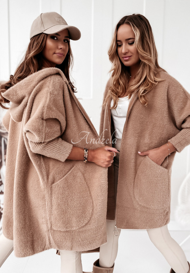 Mantel aus Alpaka mit Kapuze Maries Camel