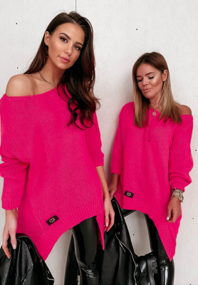 Asymmetrischer Pullover Fasadi Fuchsia